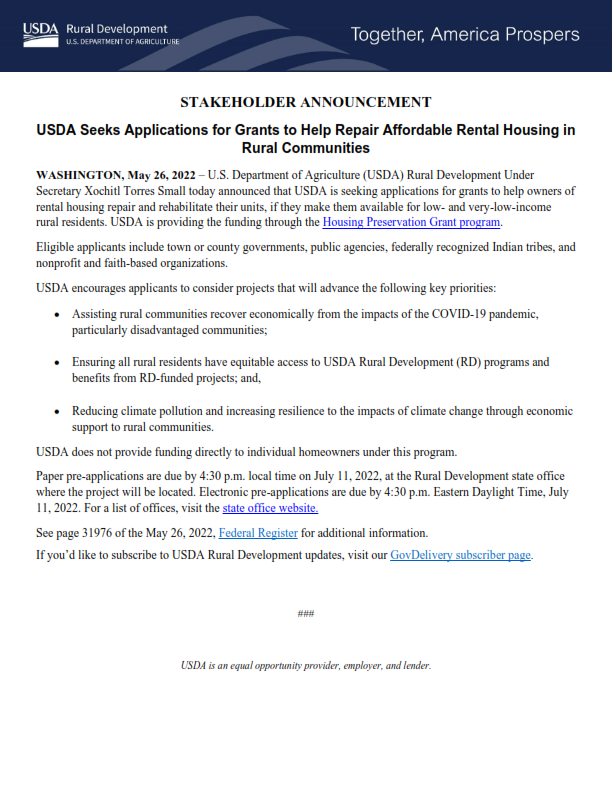 USDA is seeking applications