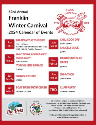 62nd Annuall Winter Carnival Calendar of Events