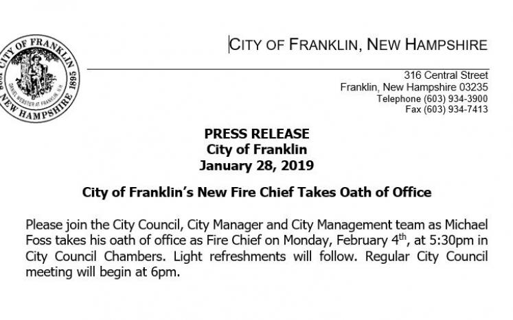 New Franklin Fire Chief Michael Foss Takes Oath of Office 